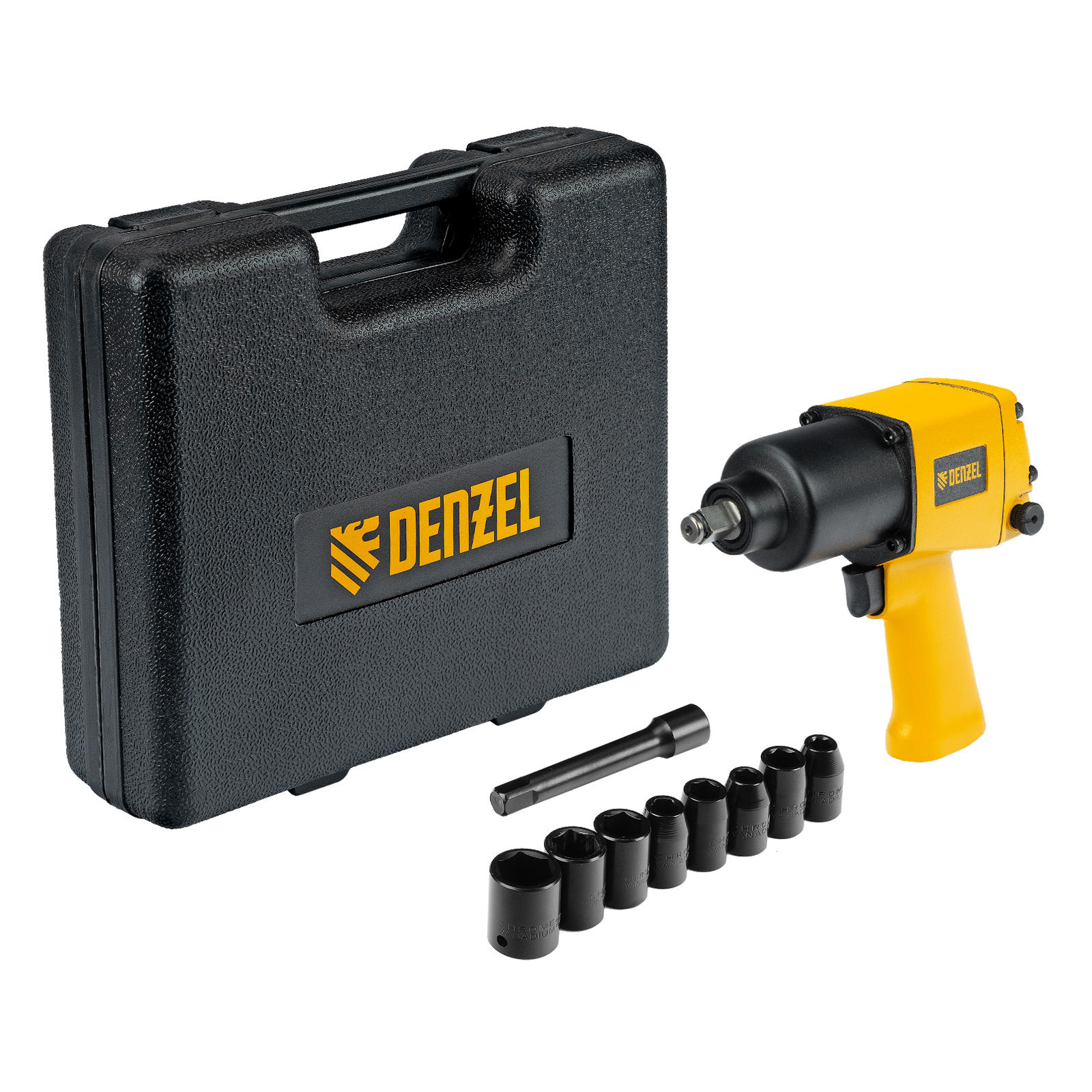 Пневмогайковерт Denzel IW860 (ударный 1/2 7000об/мин 868Нм + набор головок)