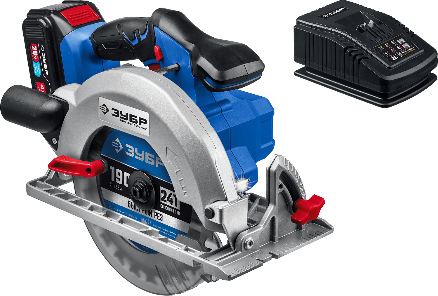 Пила дисковая Зубр CPB-190-41 (20В 4А/ч 45/65мм)