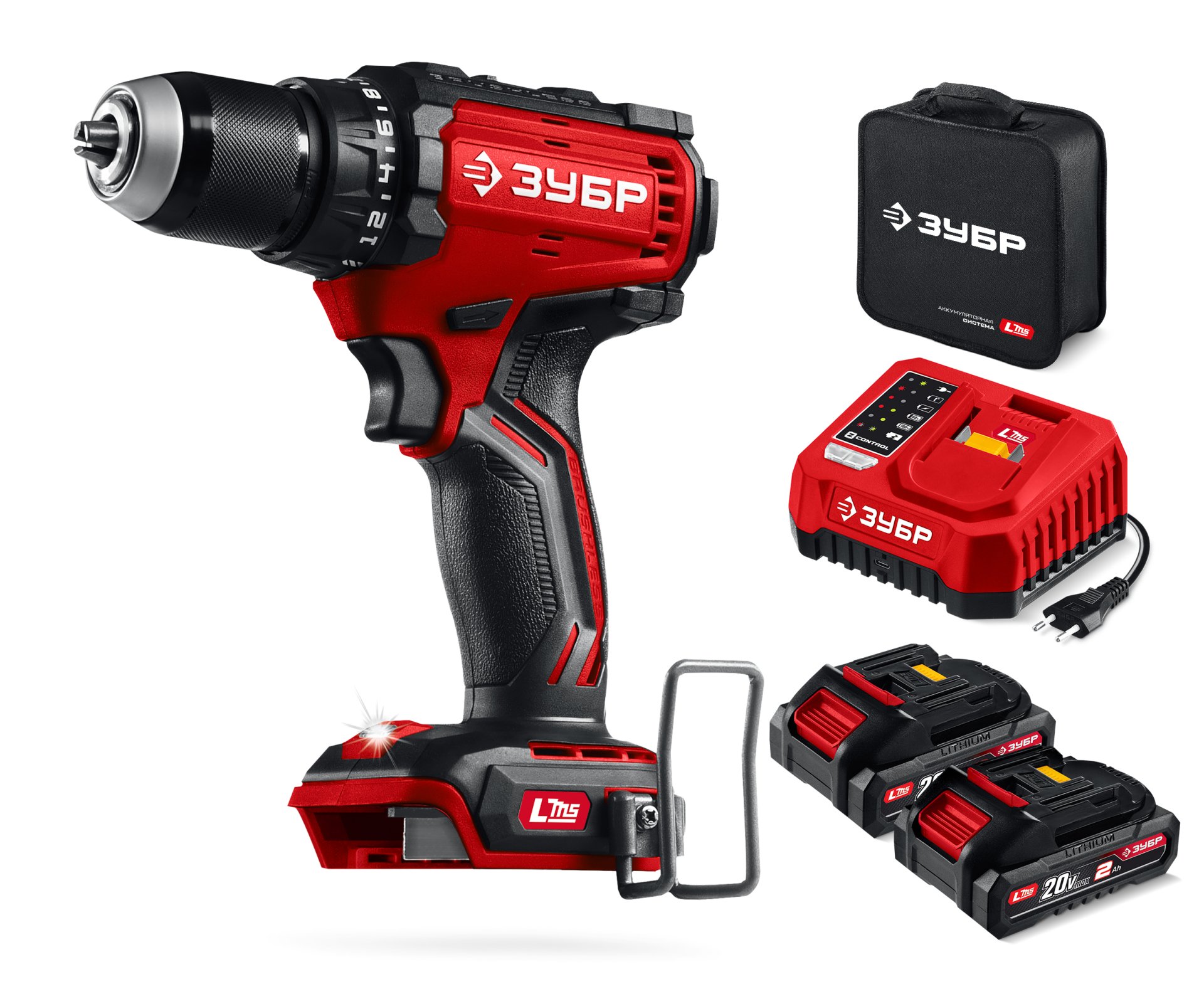 Шуруповерт аккумуляторный ЗУБР ДБ-65-22 (20В 2 АКБ 2А/ч 65Н/м бесщет.)