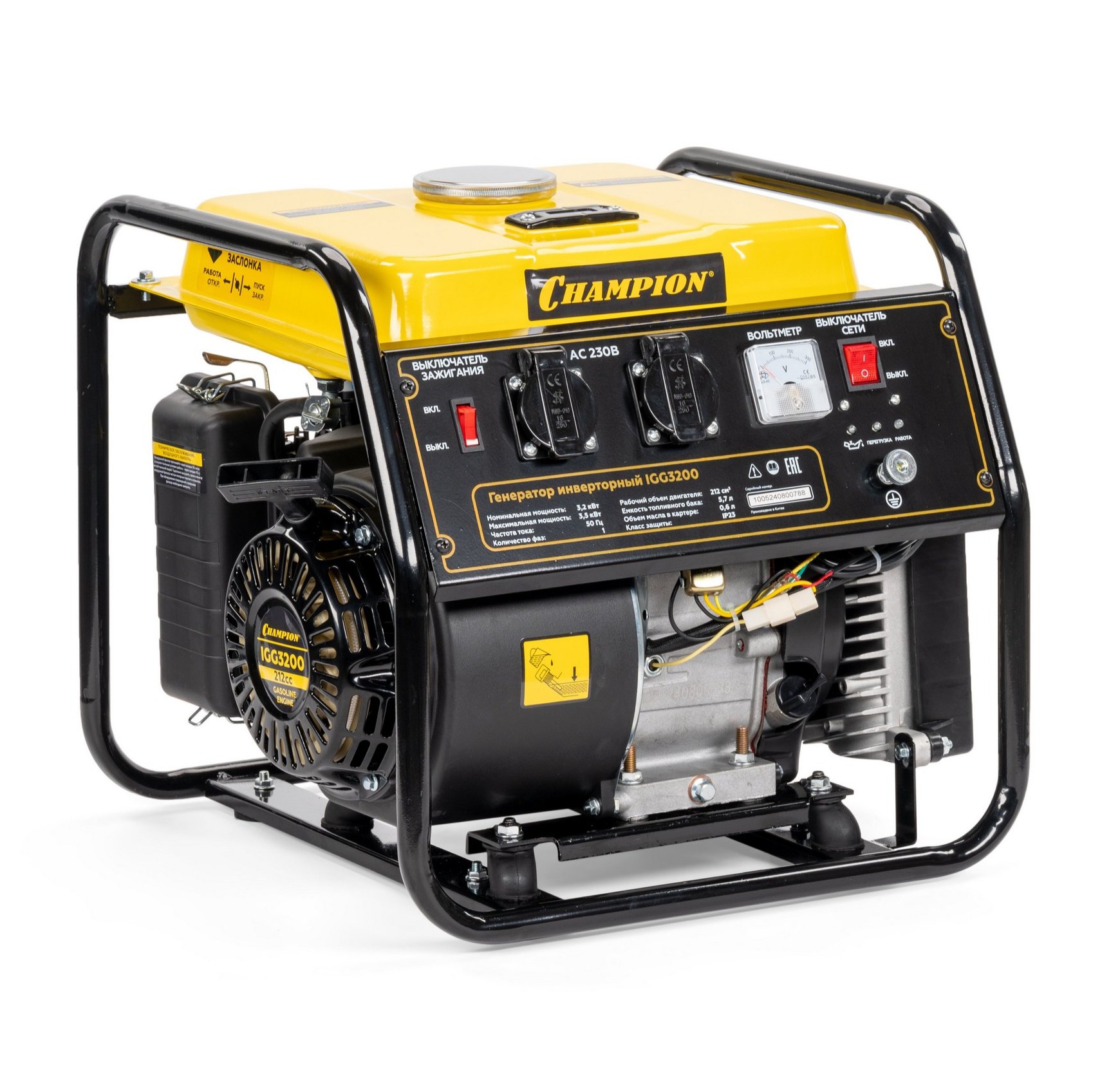 Генератор Champion IGG3200 (3,2/3,5кВт 7лс 26кг ручной стартер)